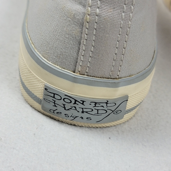 Ed Hardy Laceless Sneakers Men's Shoes Size 9 Gray Slip-On Skulls Japanese Sun - Picture 10 of 14